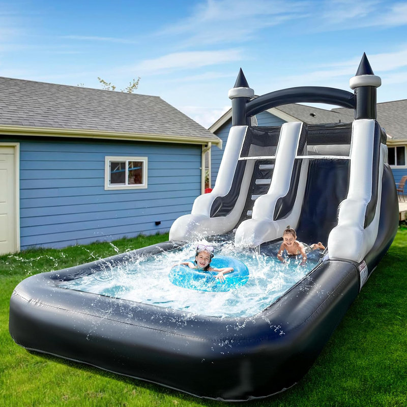 Blow up water slide into pool orders